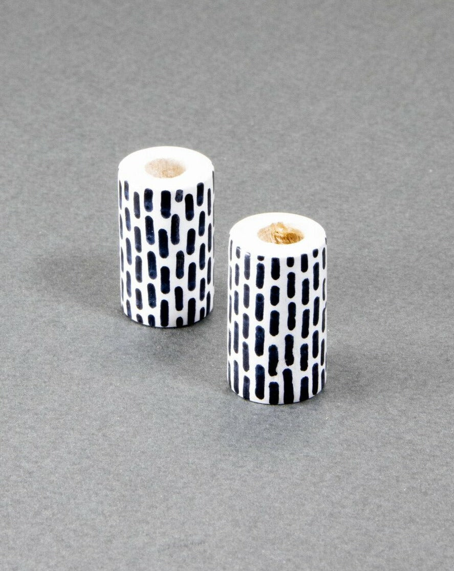 Black Cylinder Wooden Bead 12