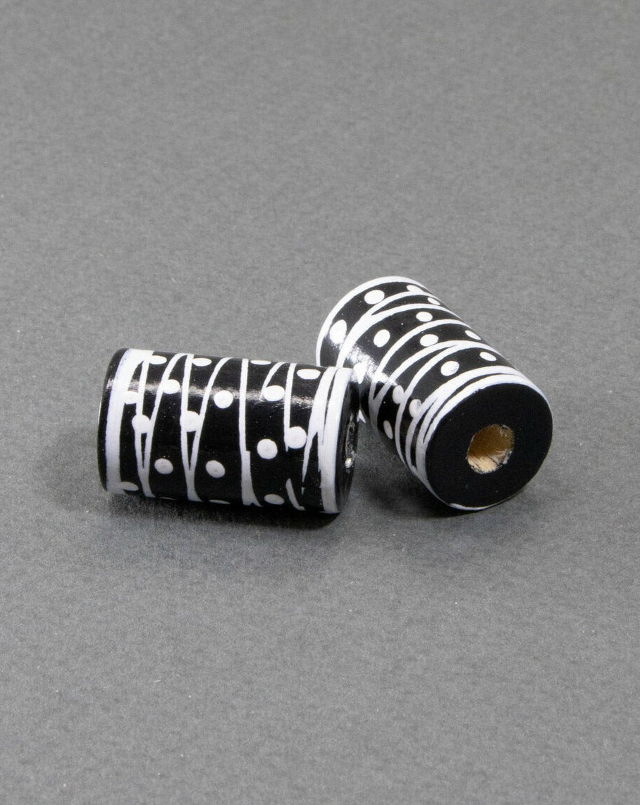 Black Cylinder Wooden Bead 17