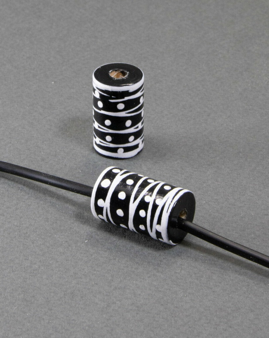 Black Cylinder Wooden Bead 17