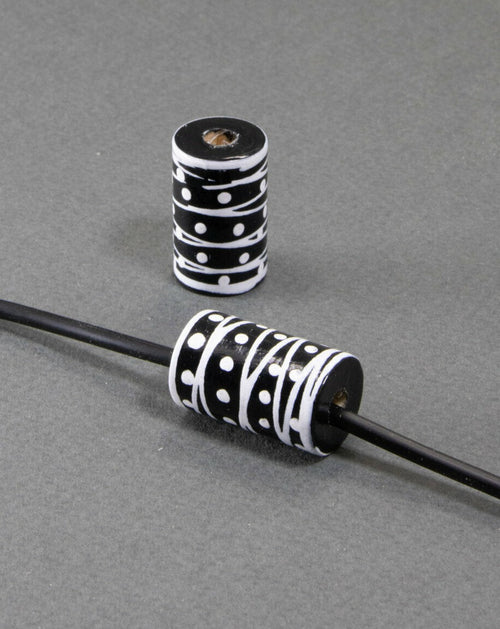 Black Cylinder Wooden Bead 17