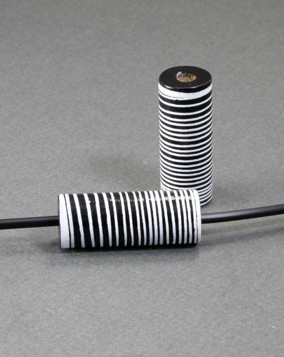 Black Cylinder Wooden Bead 10
