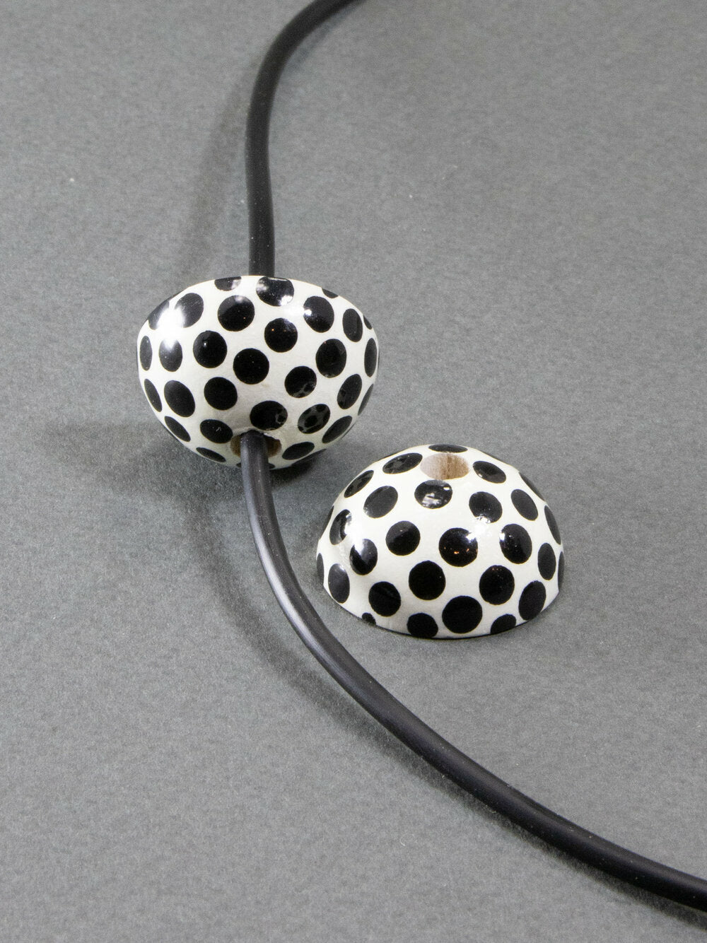 Black Half-Sphere Wooden Beads Set 4