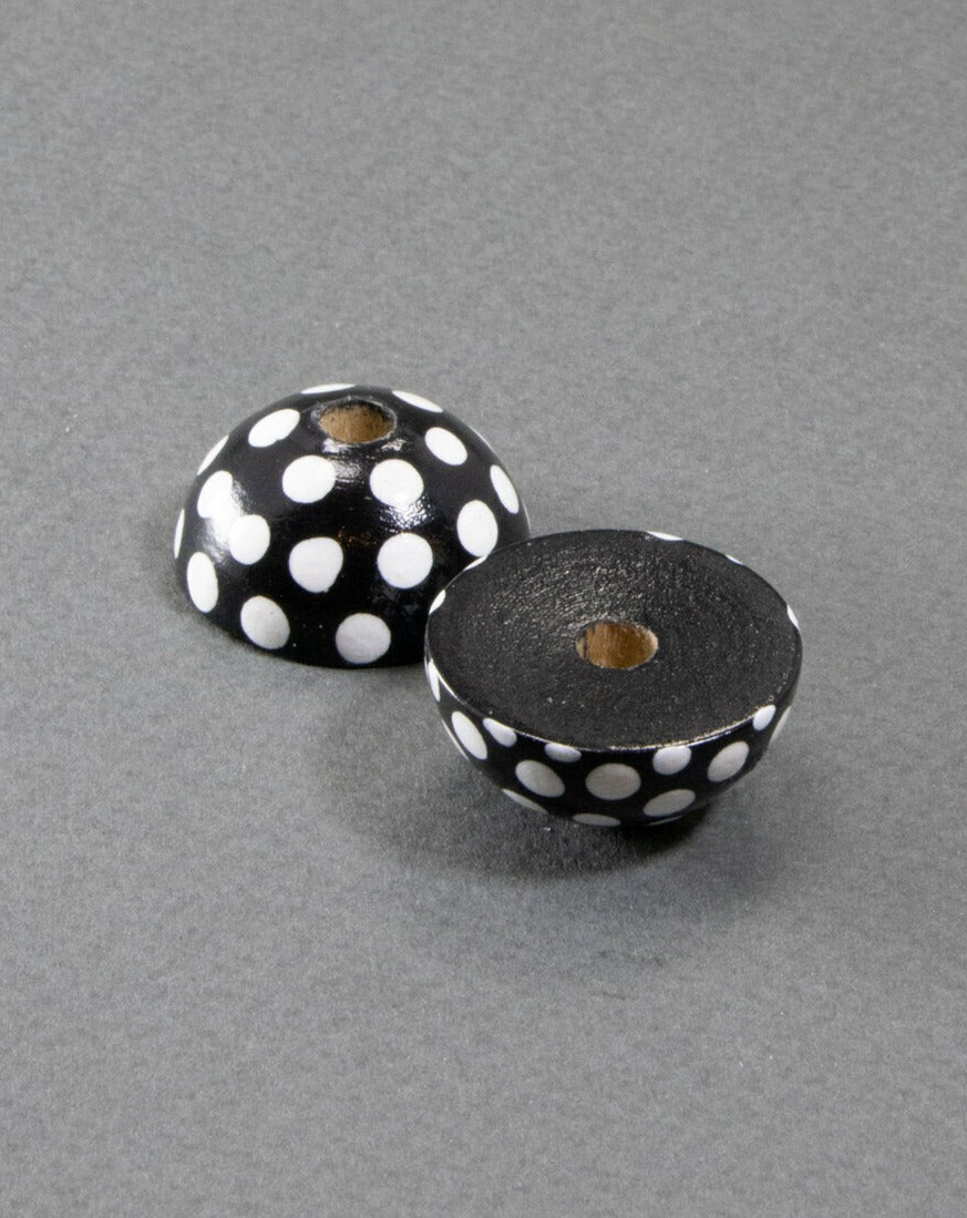 Set di perline di legno a mezza sfera nere 5