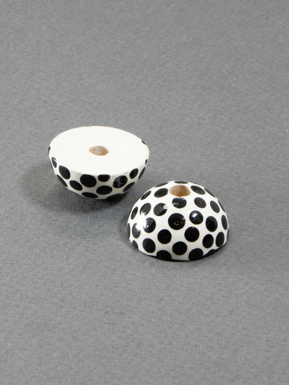 Black Half-Sphere Wooden Beads Set 4