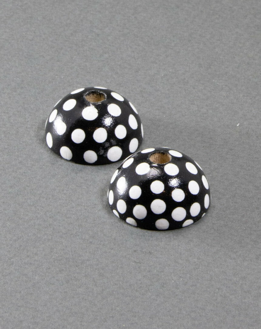 Set di perline di legno a mezza sfera nere 5