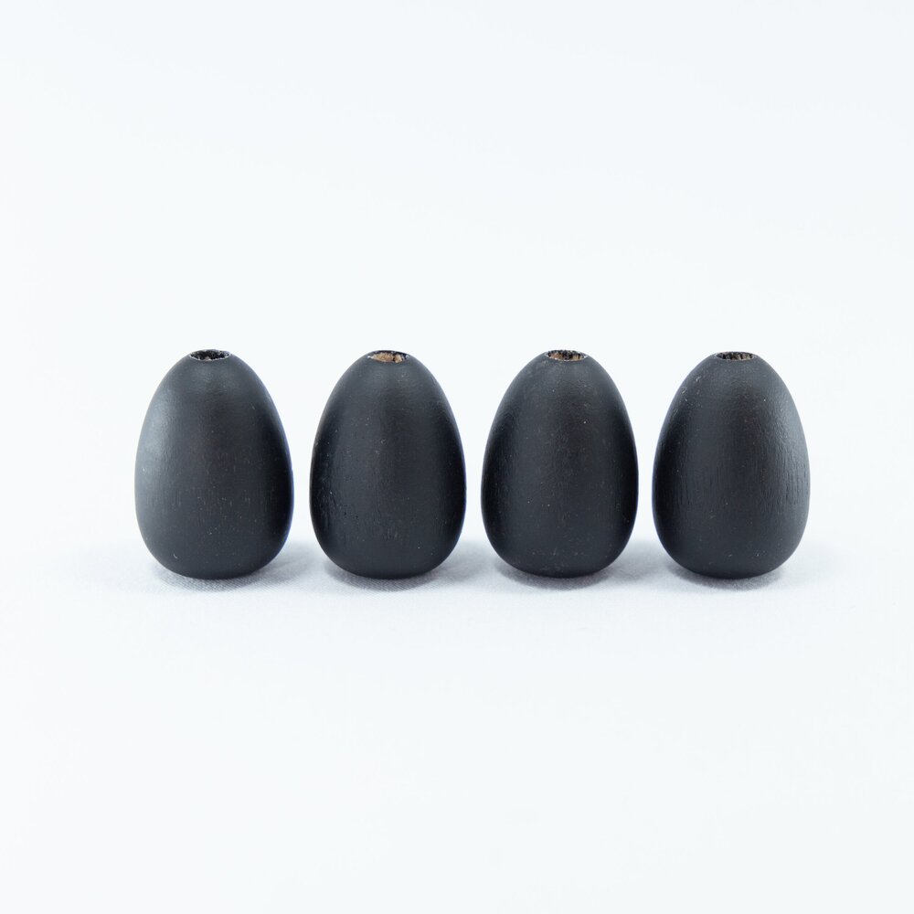 Black Matte Wooden Beads in Drop Shape