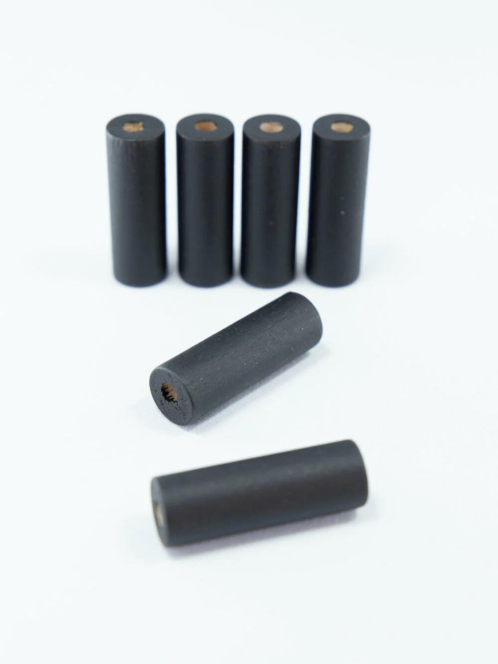 Black Matte Wooden Beads in Cylinder Shape
