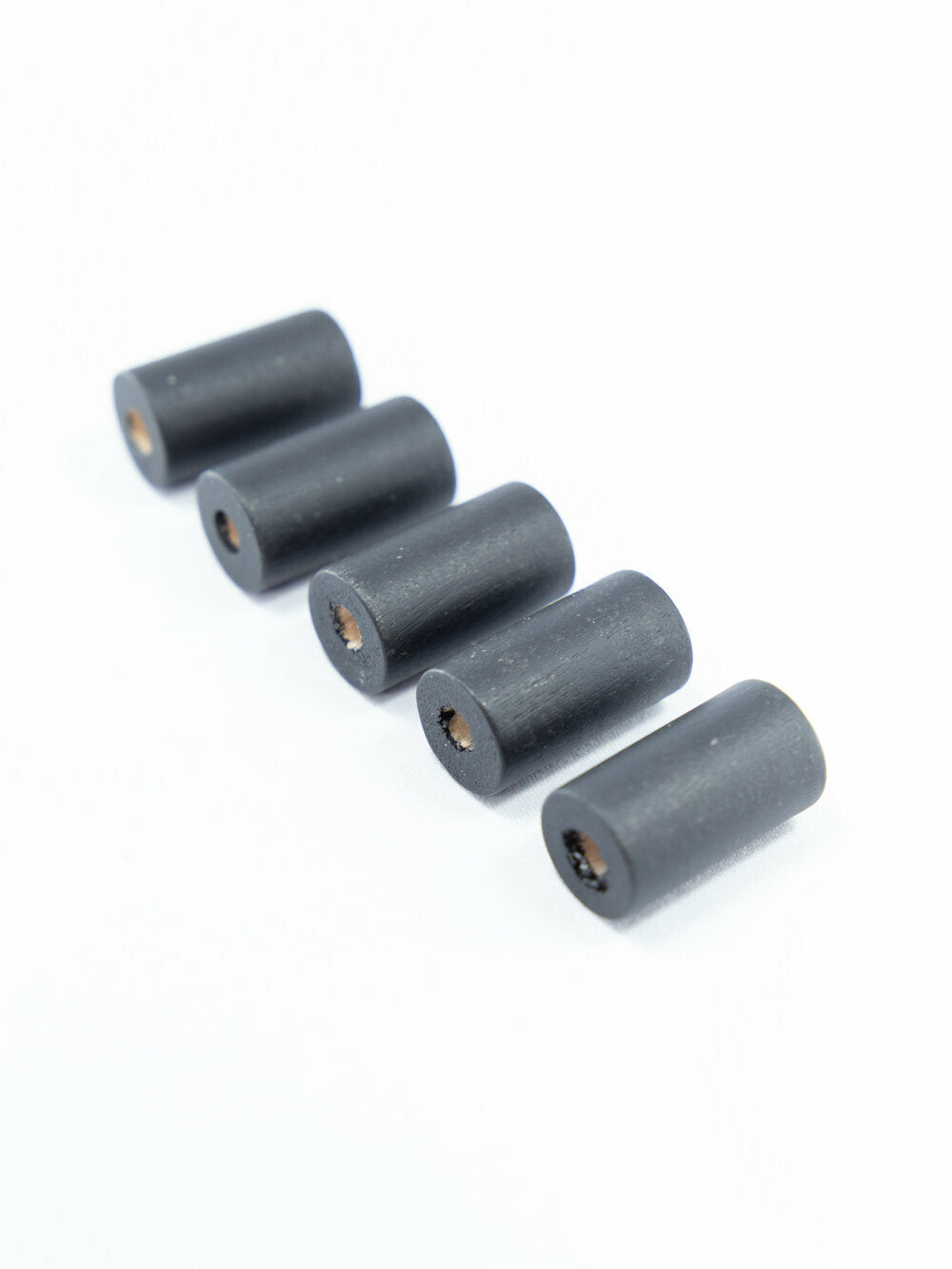 Black Matte Wooden Beads in Cylinder Shape