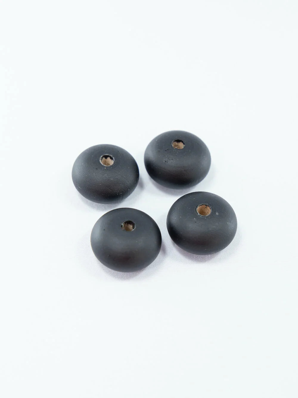 Black Matte Wooden Bead in Pumpkin Shape
