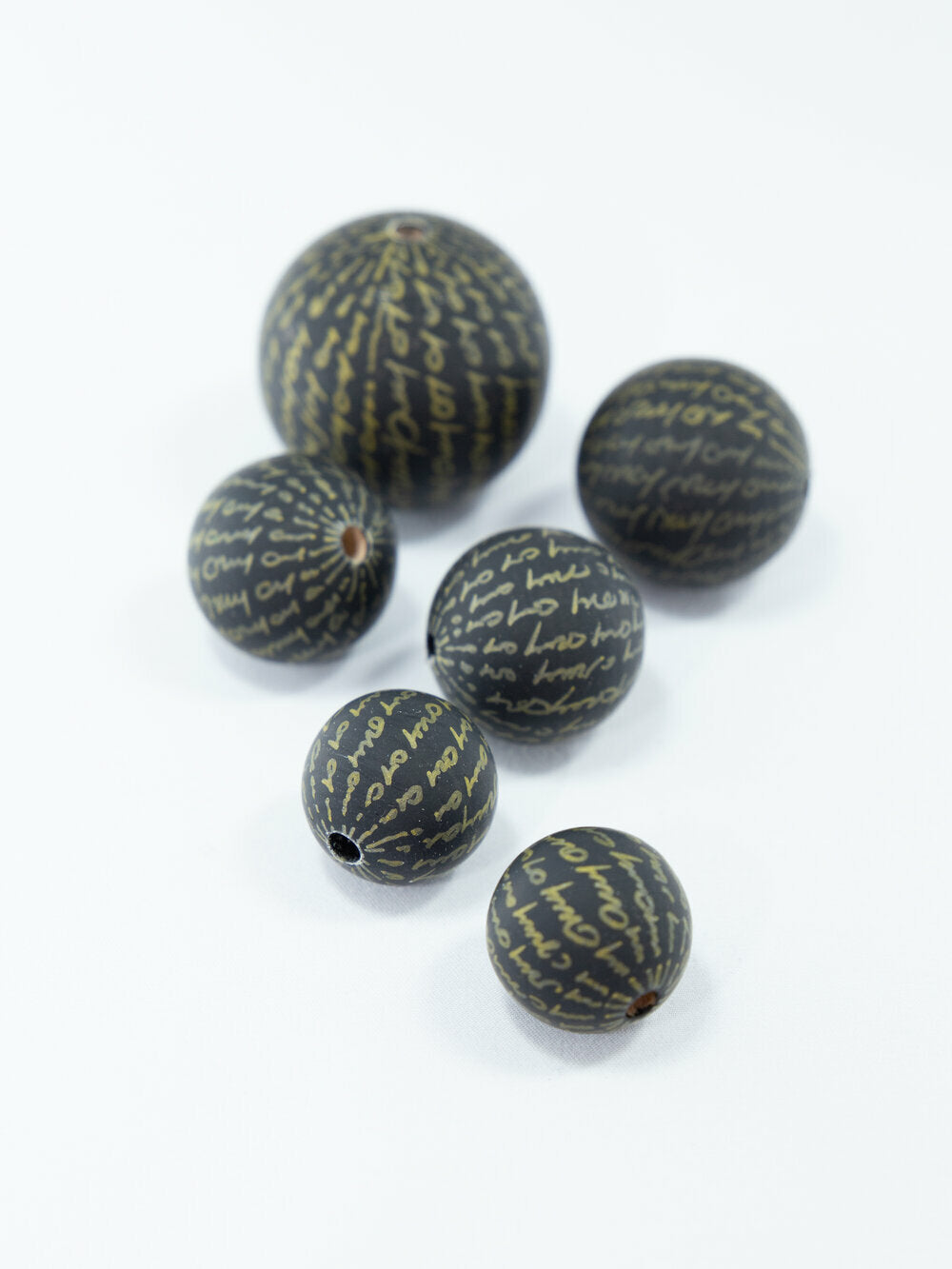 Black Secret Letter Matte Wooden Bead