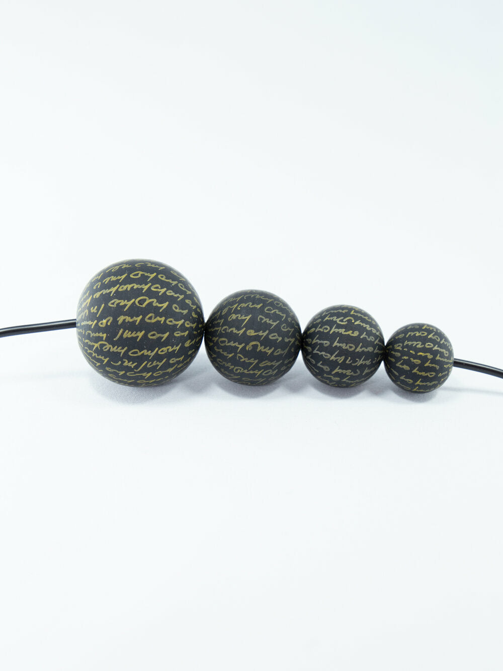 Black Secret Letter Matte Wooden Bead