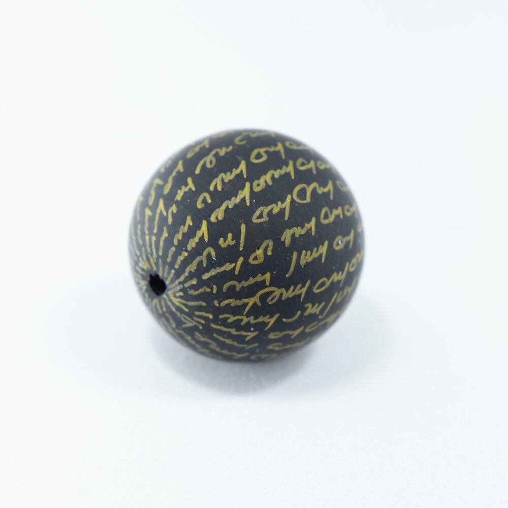 Black Secret Letter Matte Wooden Bead