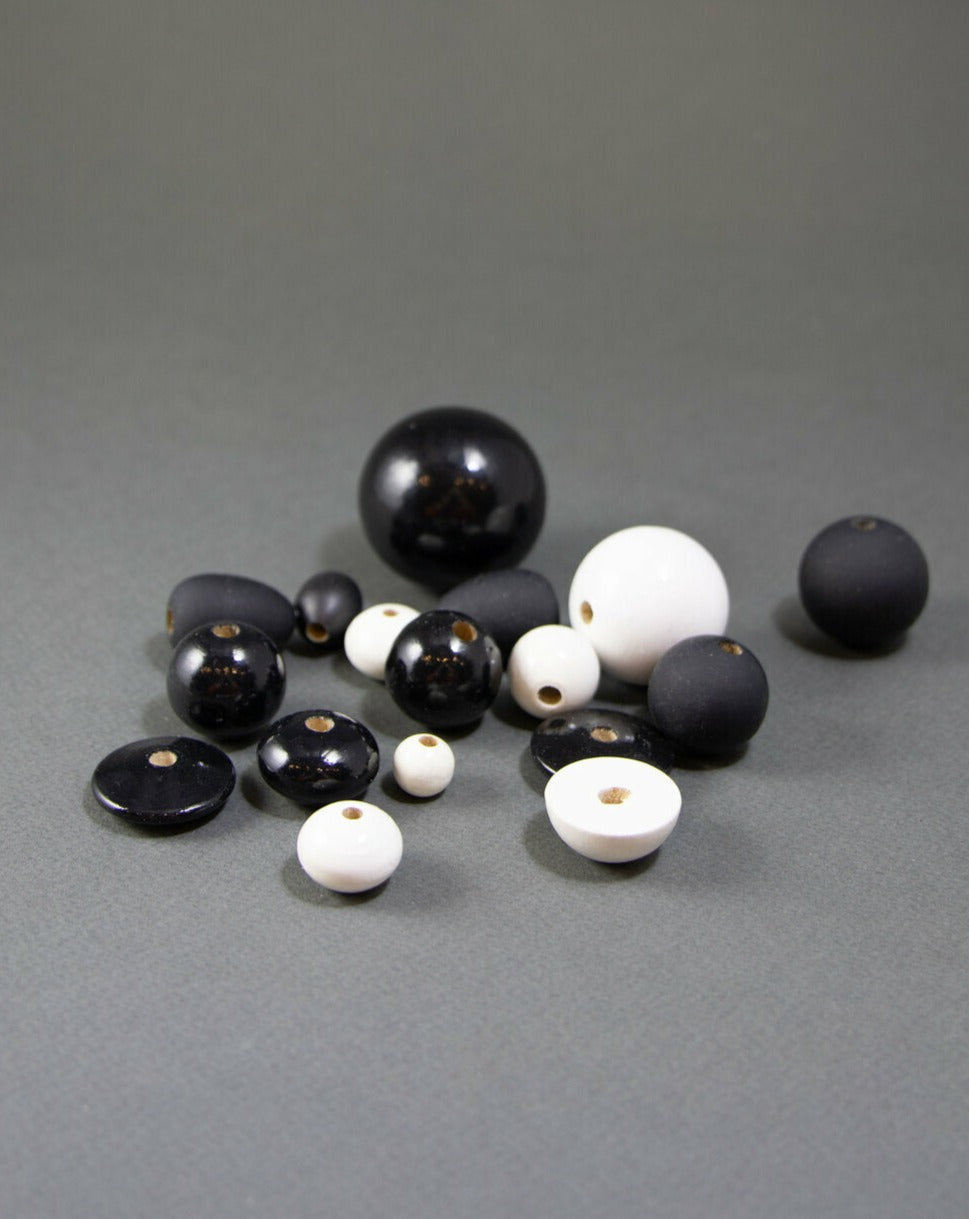 Black and White Wooden Beads Big Set