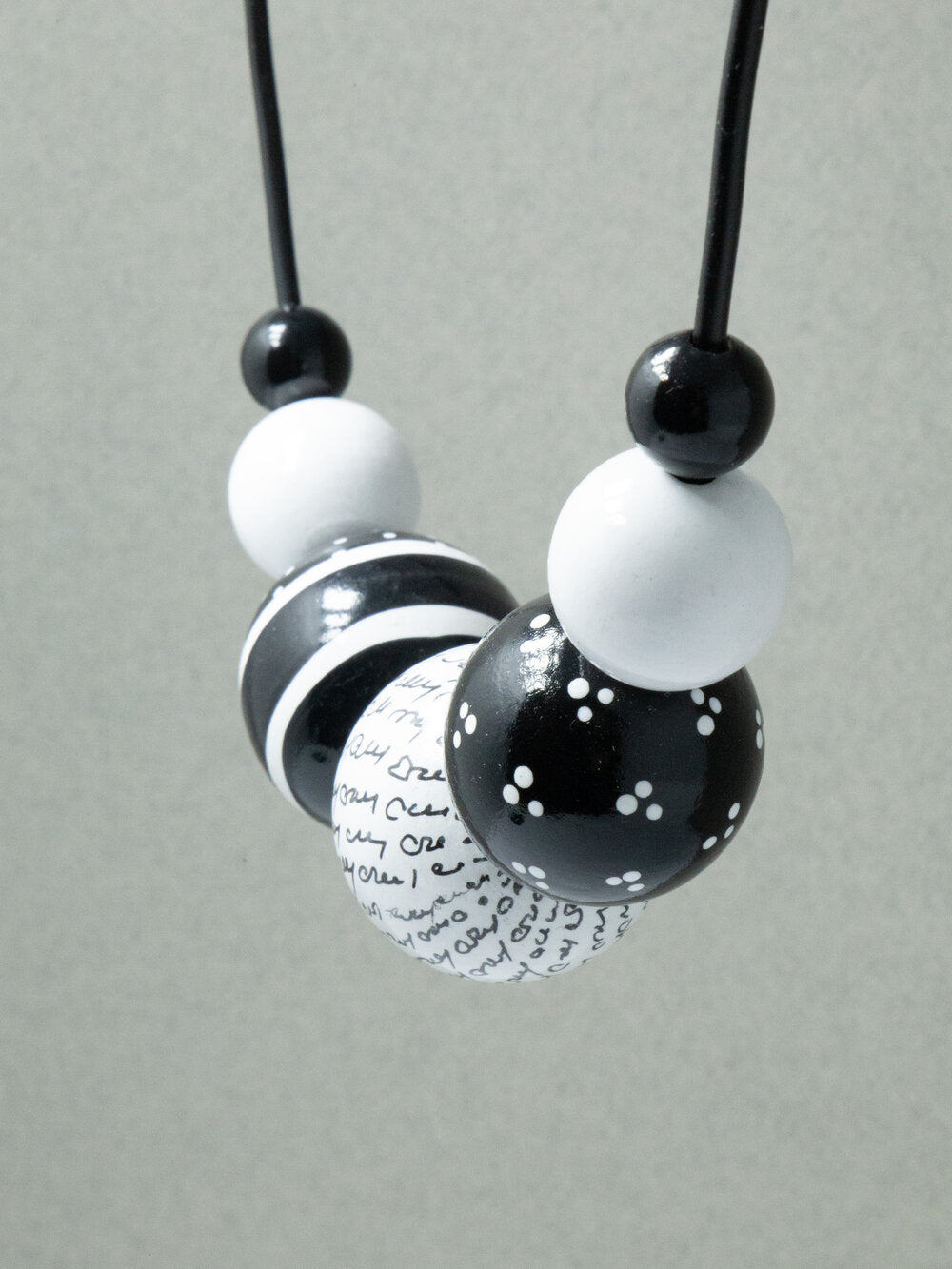 Black and White Wooden Bead Necklace