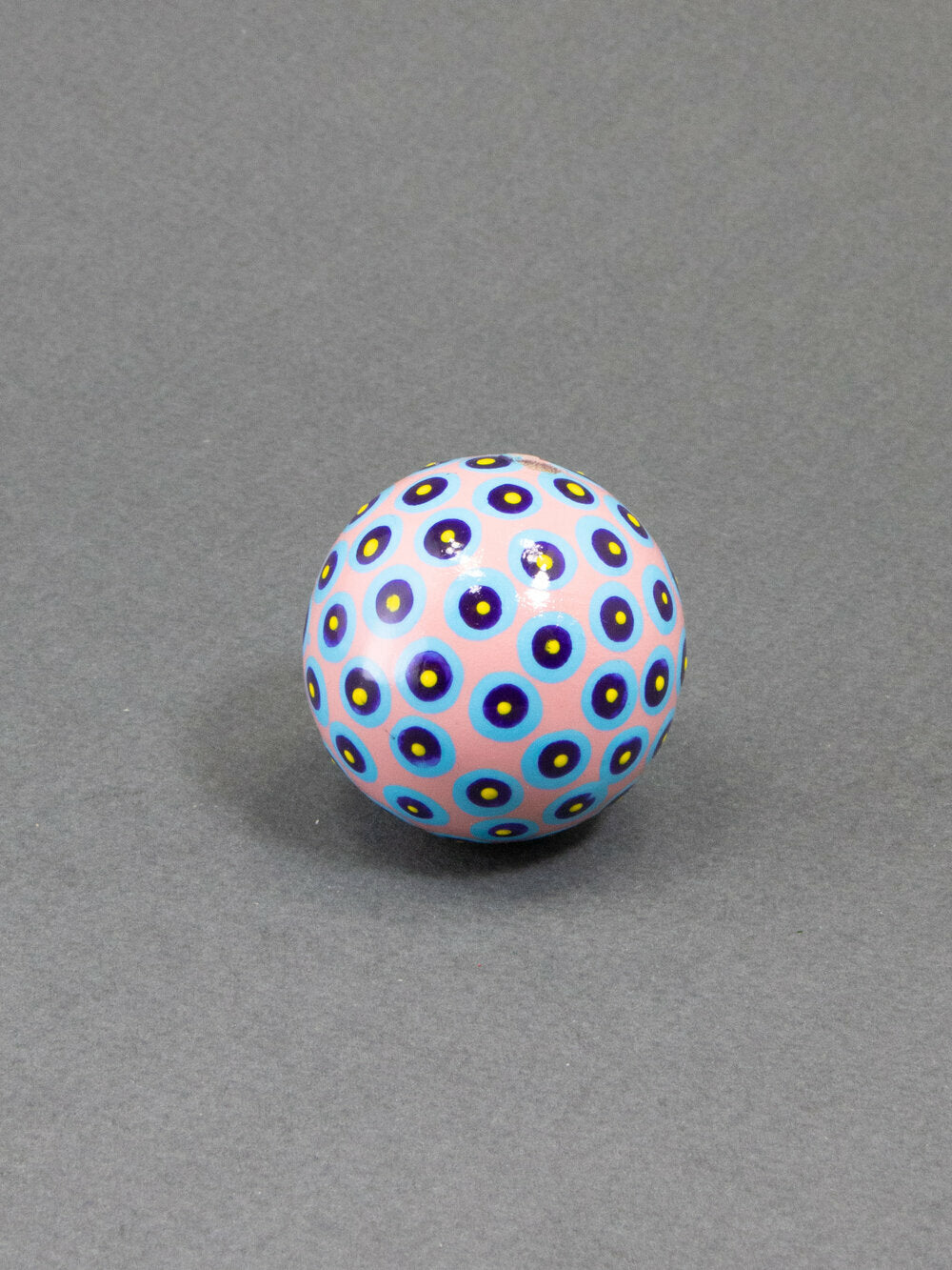Blue Dots Pink Pattern Wooden Bead