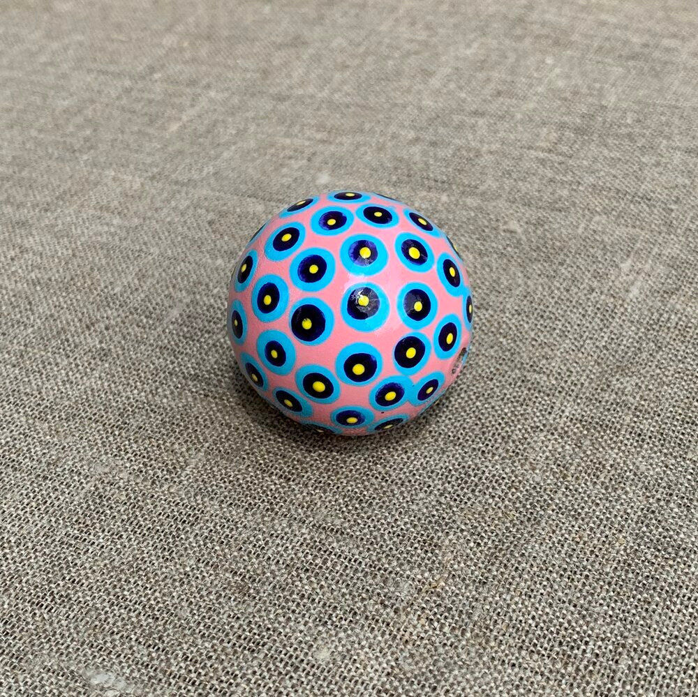 Blue Dots Pink Pattern Wooden Bead