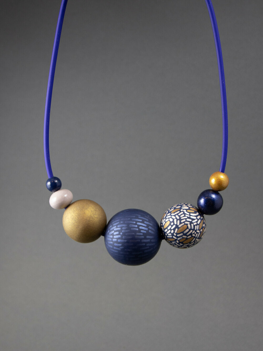 Blue Fantasy Wooden Beaded Necklace