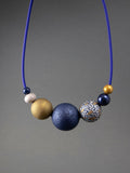 Blue Fantasy Wooden Beaded Necklace
