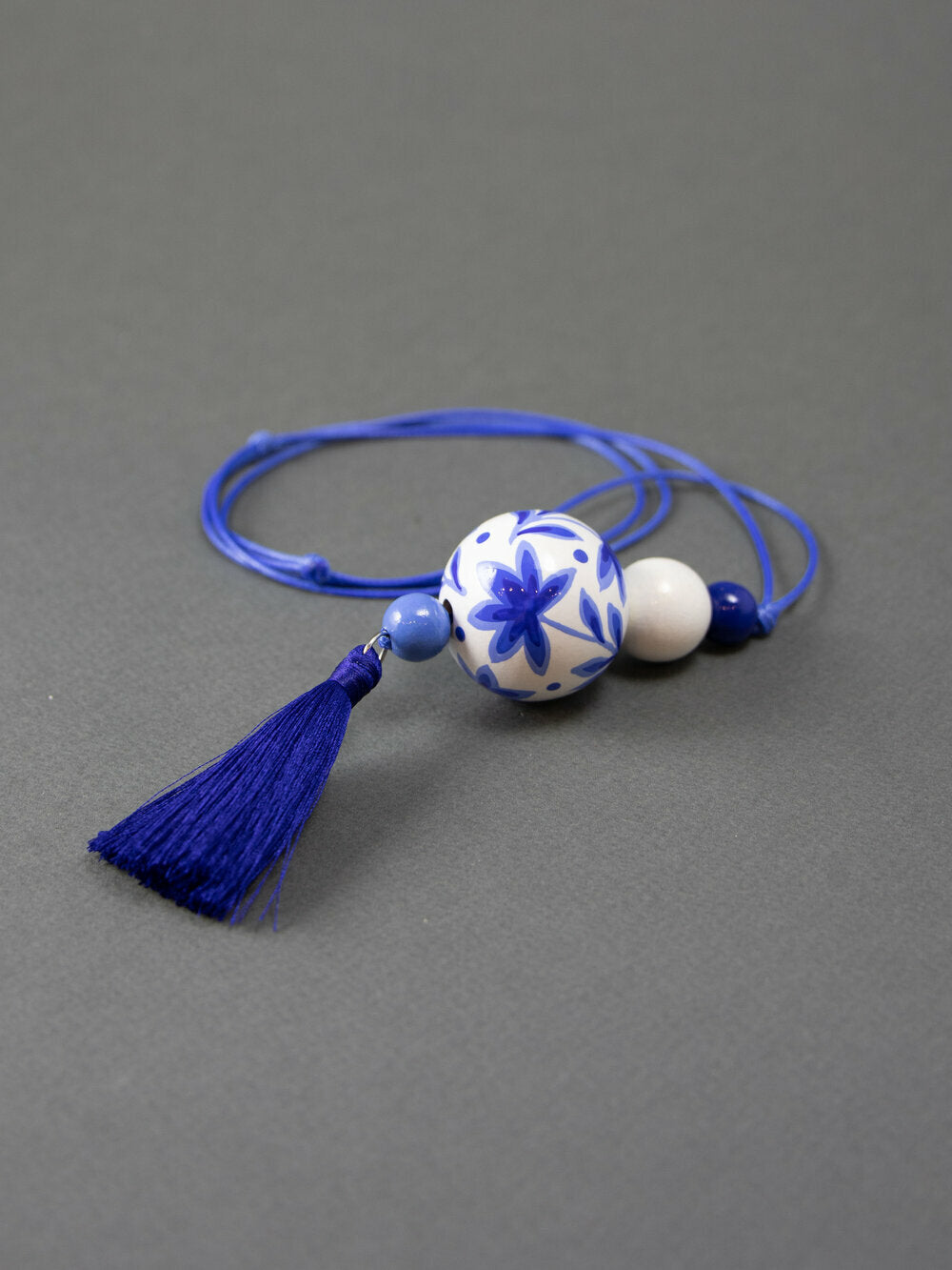 Blue Flower Beaded Pendant
