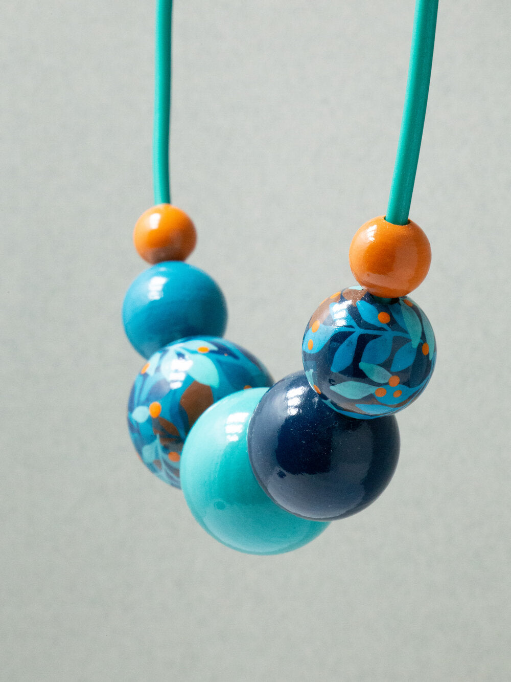 Blue Jungle Wooden Bead Necklace