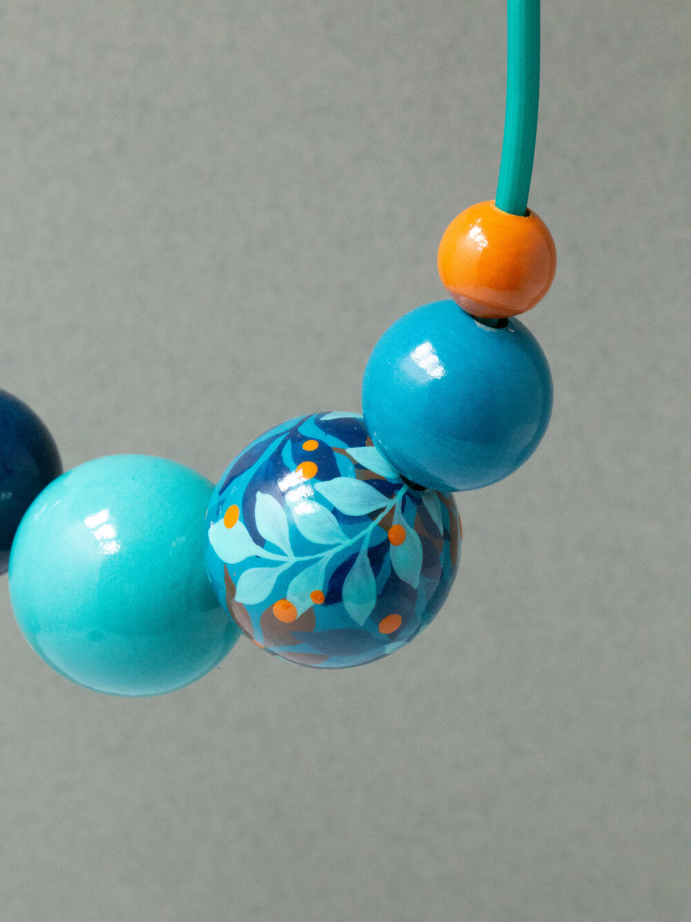 Blue Jungle Wooden Bead Necklace