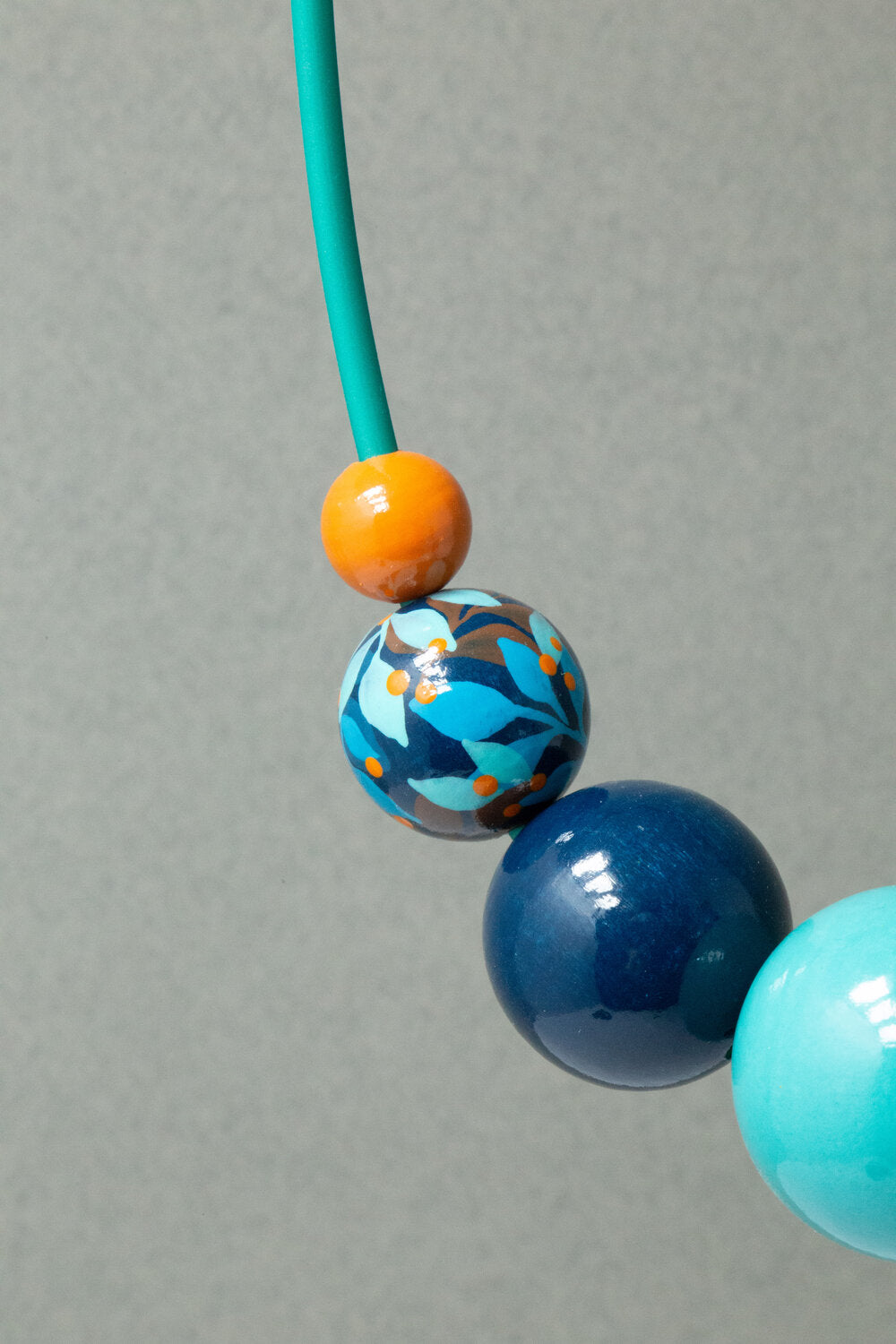 Blue Jungle Wooden Bead Necklace