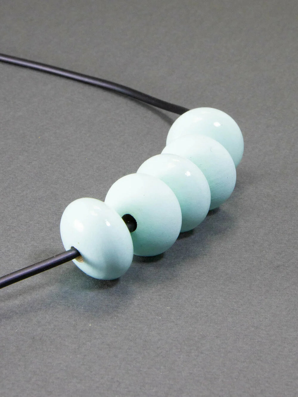 Light Blue Wooden Bead in Pumpkin Shape