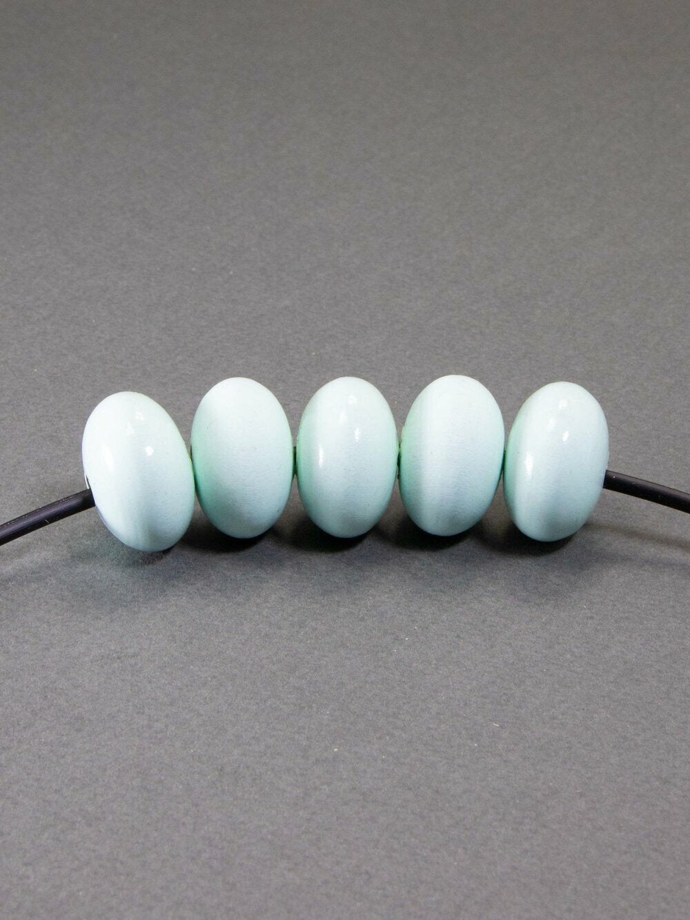 Light Blue Wooden Bead in Pumpkin Shape