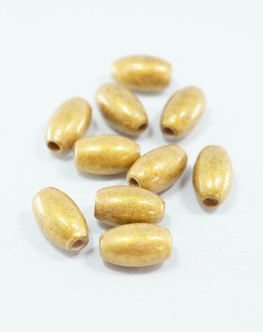 Brushed Antique Gold Wooden Beads in Bean Shape