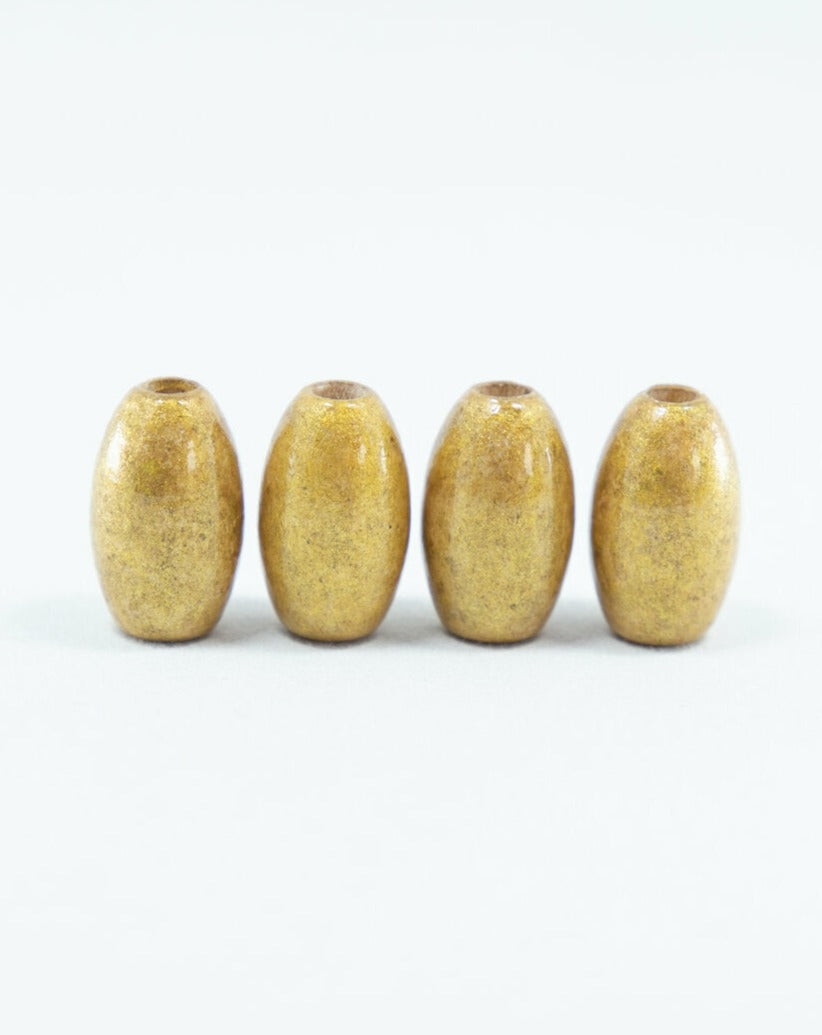 Brushed Antique Gold Wooden Beads in Bean Shape
