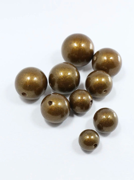 Brushed Brown & Golden Wooden Bead