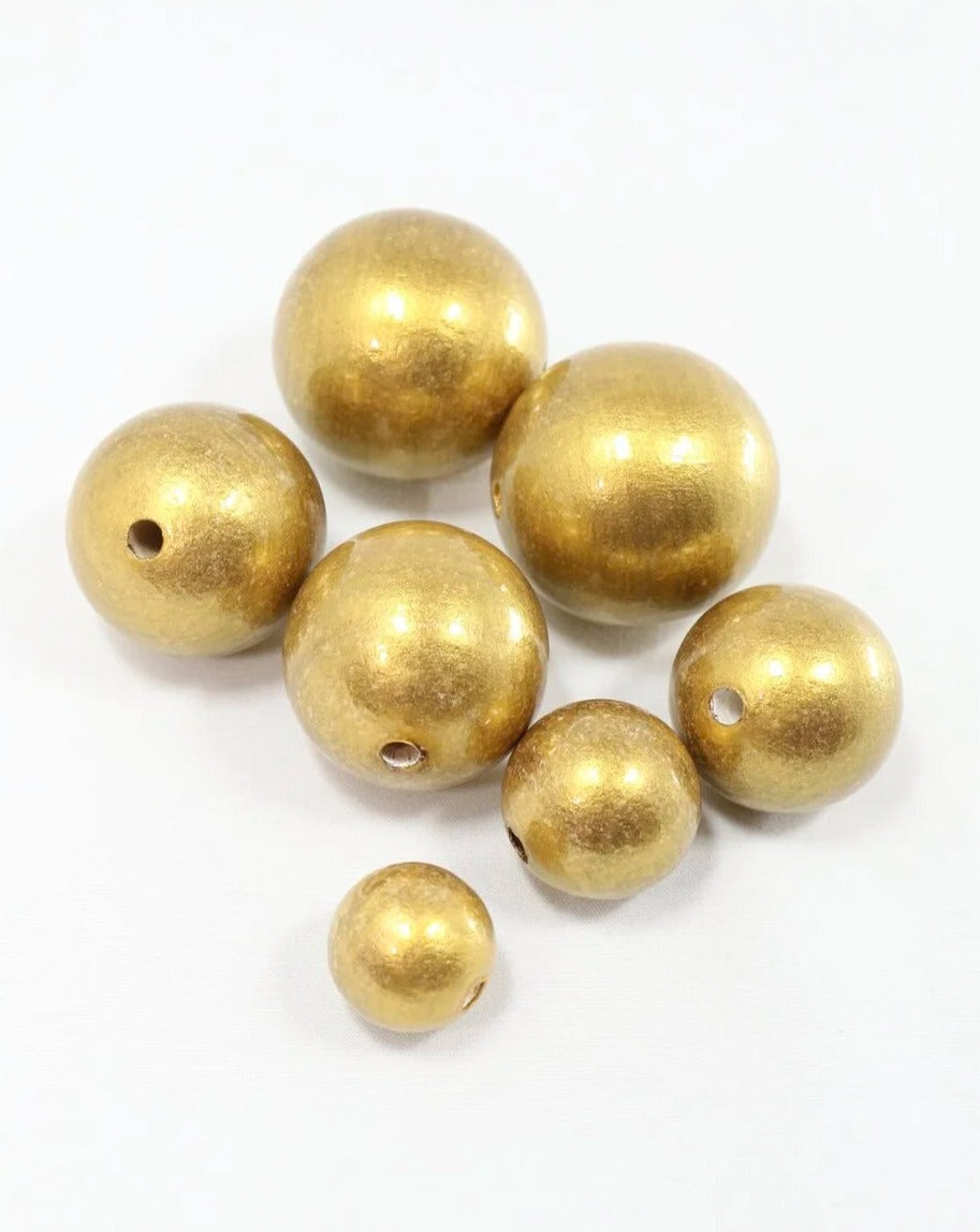 Perlina in legno color oro spazzolato