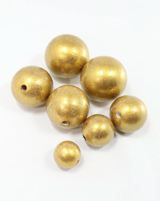 Brushed Gold Wooden Bead
