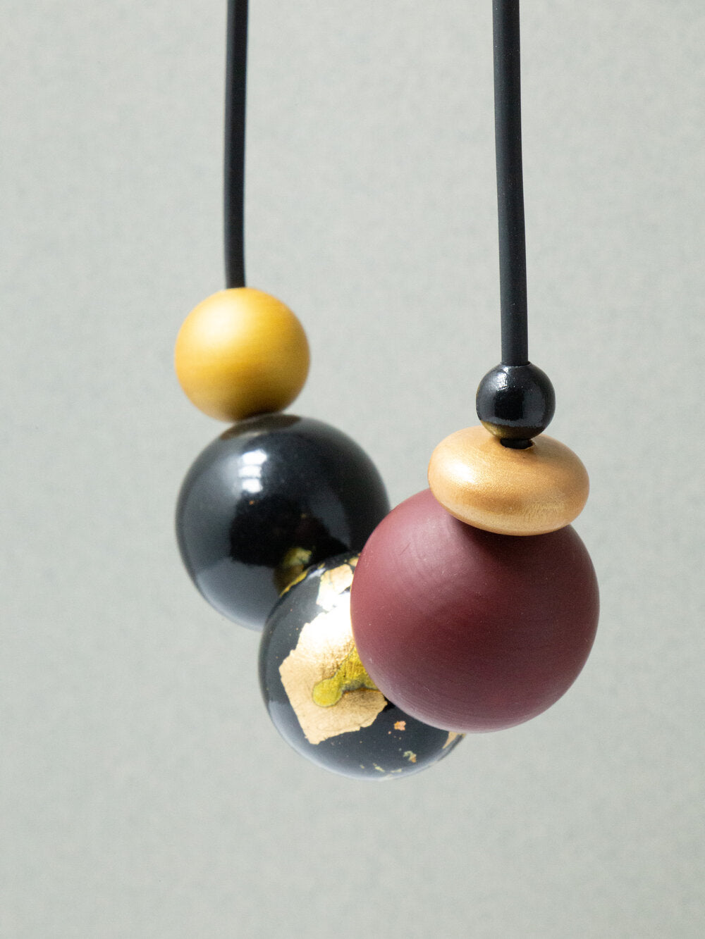 Dark Cosmic Wooden Bead Necklace