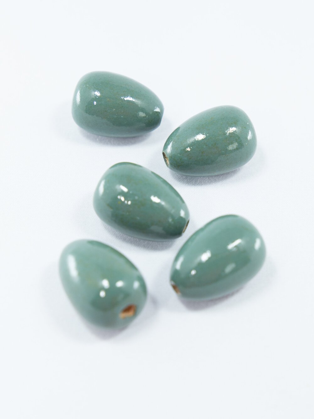 Dark Mint Wooden Beads in Drop Shape