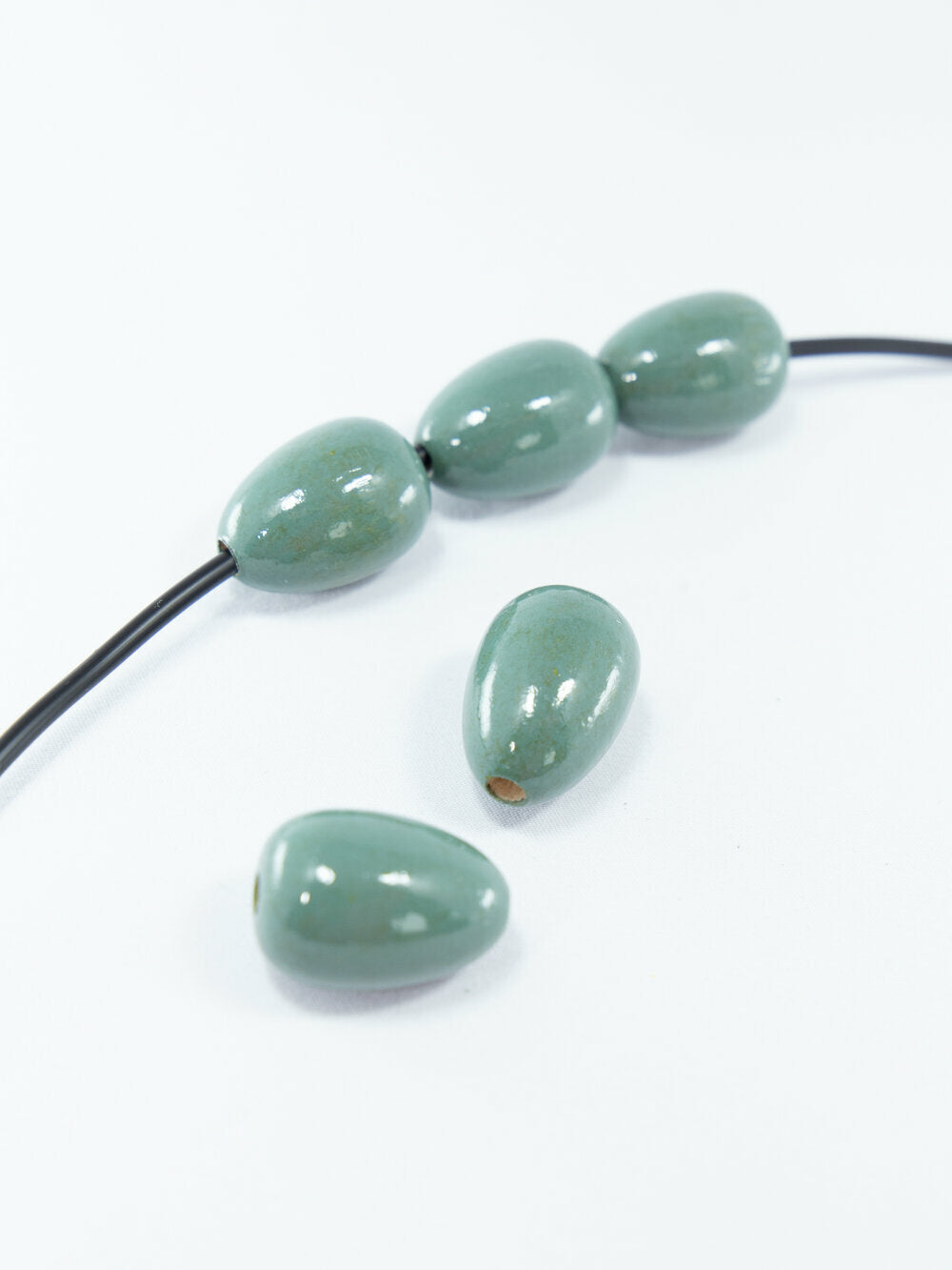 Dark Mint Wooden Beads in Drop Shape