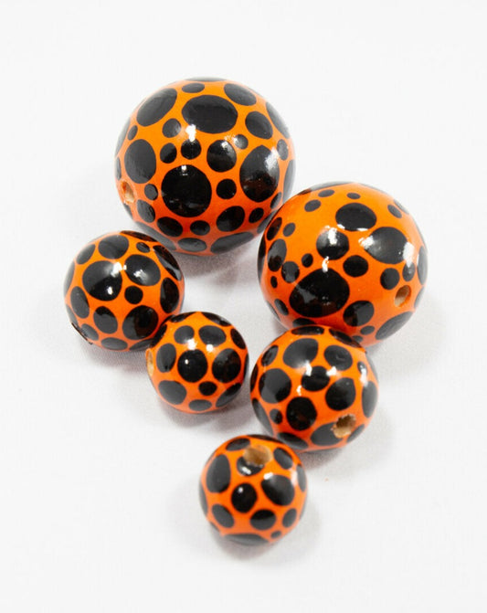 Dots Chaos Orange Wooden Bead