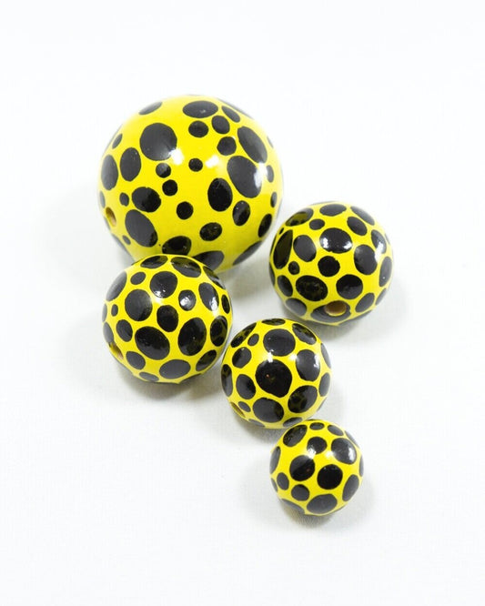 Dots Chaos Yellow Wooden Bead
