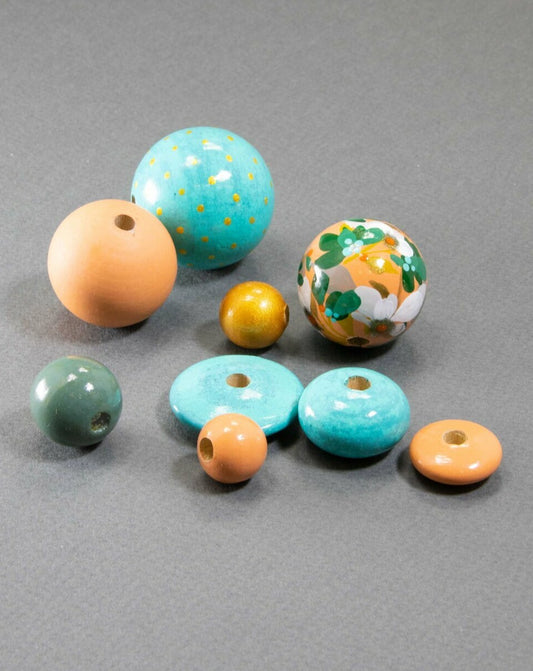 Floral Wooden Beads Set