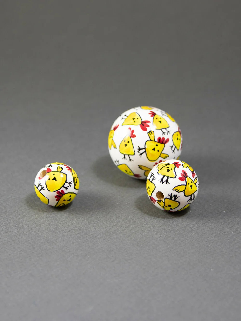 Funny Chicken Wooden Bead