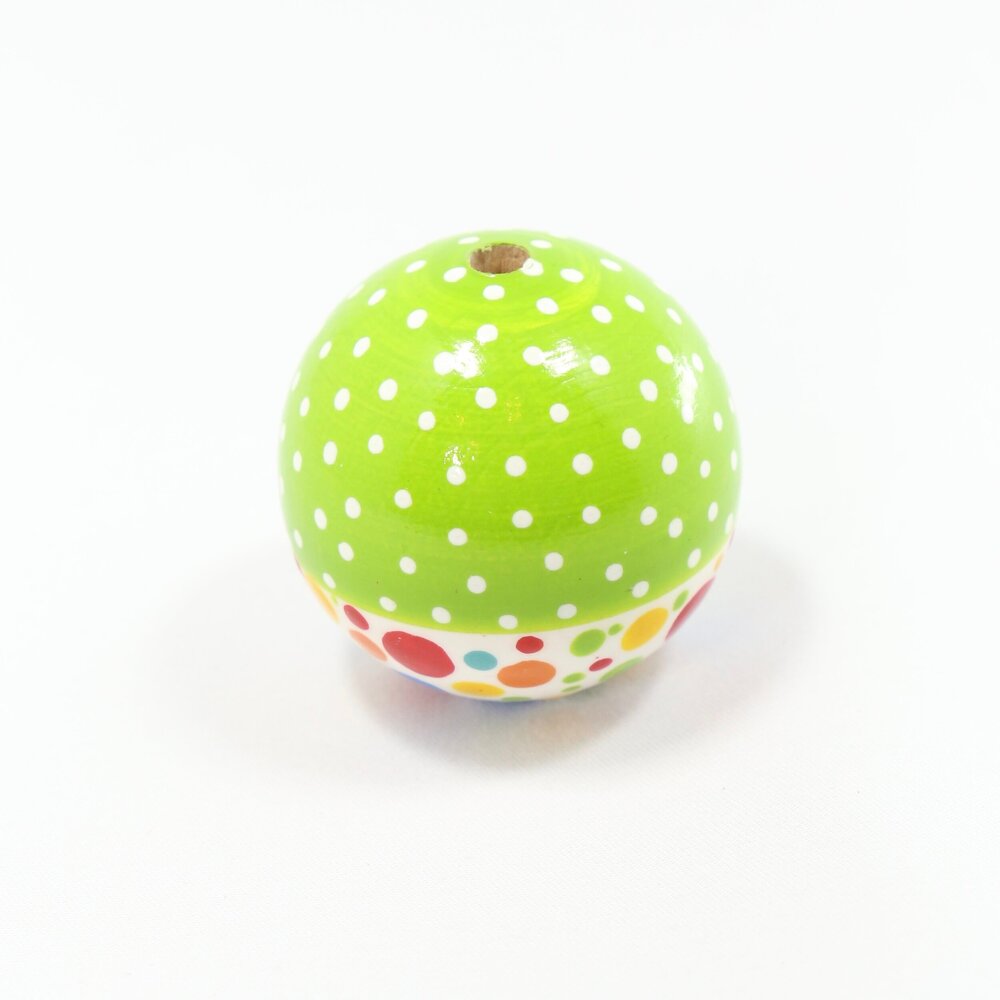 Funny Rainbow & Green Wooden Bead