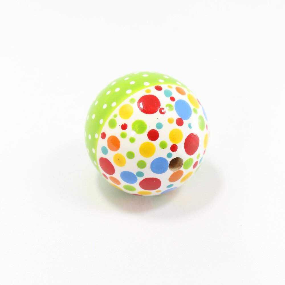 Funny Rainbow & Green Wooden Bead