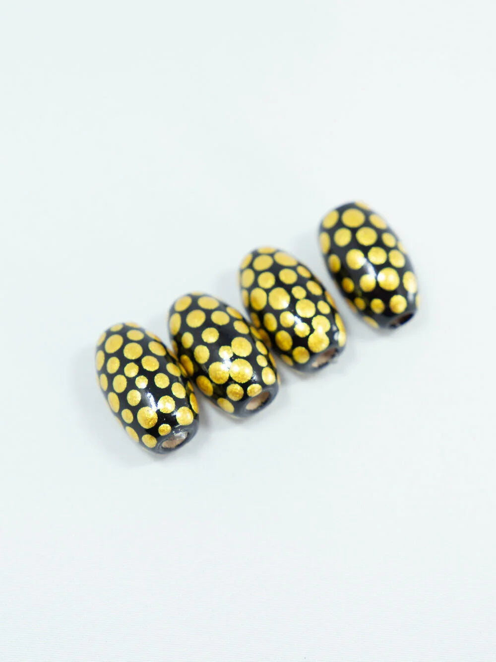 Golden Dots Wooden Beads in Bean Shape