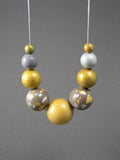 Gold Flakes Wooden Beads Necklace