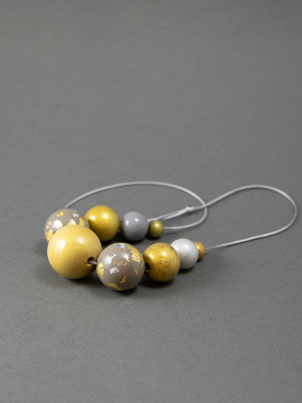 Gold Flakes Wooden Beads Necklace