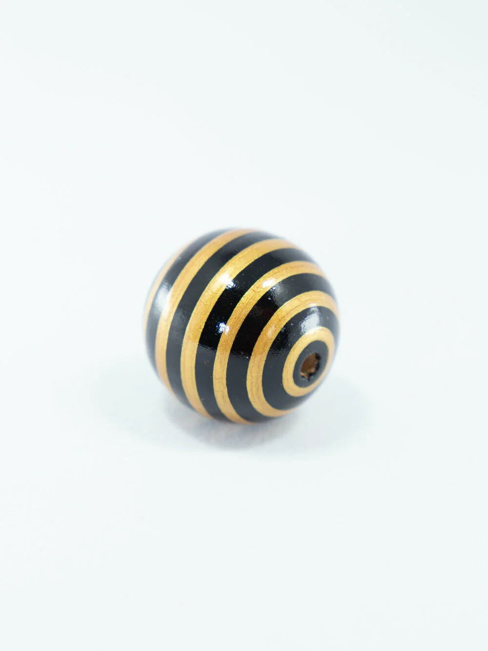 Golden and Black Striped Wooden Bead