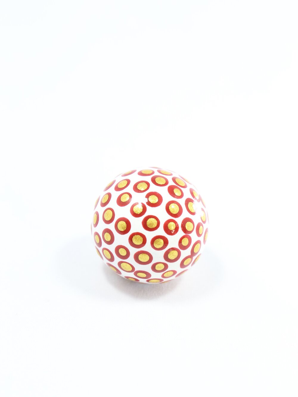 Golden and Red Dots Wooden Bead