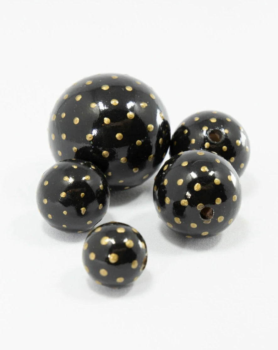 Golden Polka Dot Wooden Bead