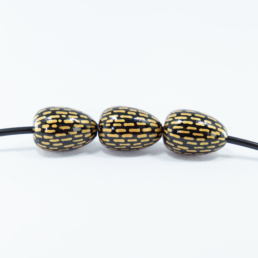 Golden Rain Wooden Beads in Drop Shape