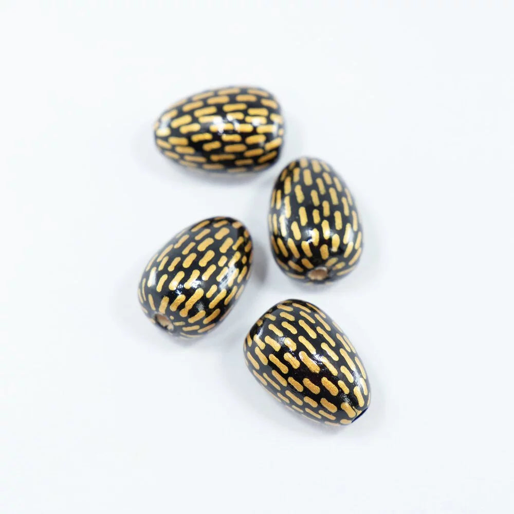 Golden Rain Wooden Beads in Drop Shape